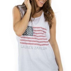 LAUREN JAMES Women’s USA Flag Tank Top Size M LN